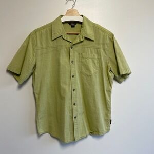 Royal Robbins Mens Lime Green Short Sleeve Button Up Casual Shirt Size L‎